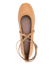 leather wrap-strap ballet flats
