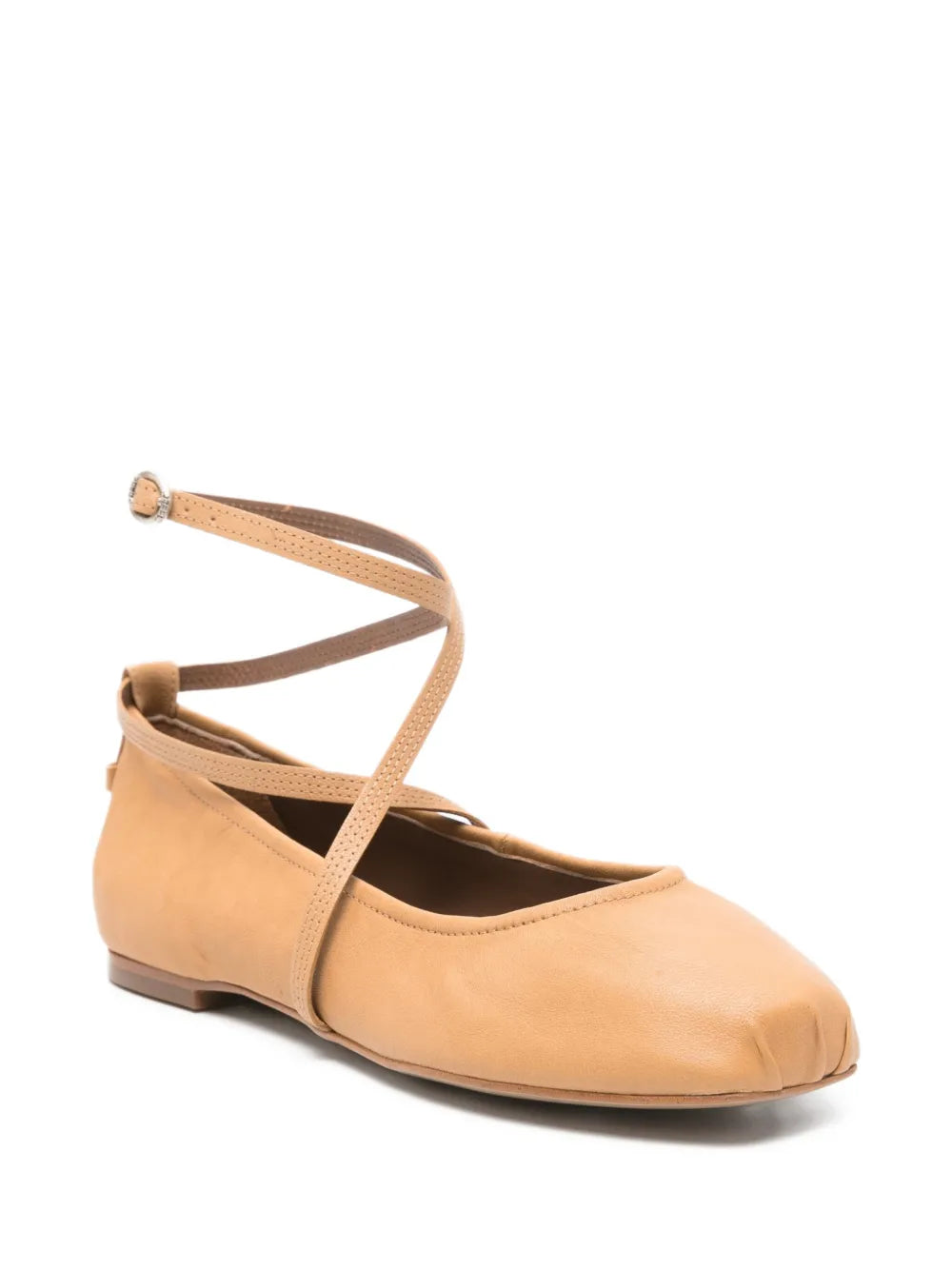 leather wrap-strap ballet flats
