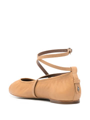 leather wrap-strap ballet flats