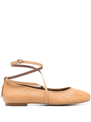 leather wrap-strap ballet flats