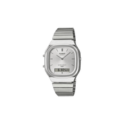 Casio Vintage AQ-240E-7A Silver Dial Analog Digital Stainless Steel Watch with Dual Time