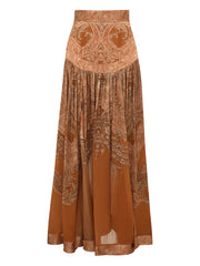 Memento Burnout paisley slit maxi skirt