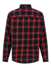 check-pattern logo-embroidered shirt