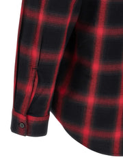 check-pattern logo-embroidered shirt