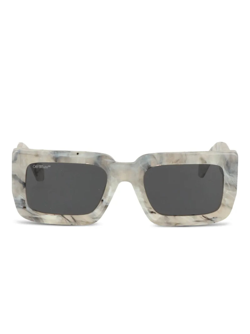 marble-effect square-frame sunglasses