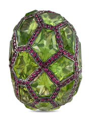18K white gold peridot and ruby earrings