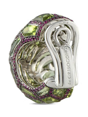 18K white gold peridot and ruby earrings