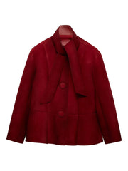 buttoned scarf bonded jacket