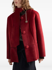 buttoned scarf bonded jacket