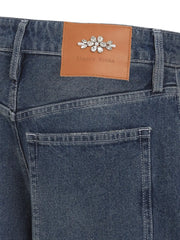 distressed cuffed cotton jeans
