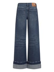 distressed cuffed cotton jeans