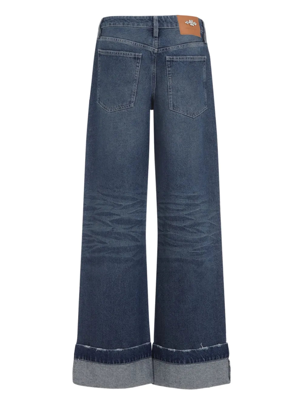 distressed cuffed cotton jeans