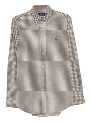 checked logo-embroidered shirt