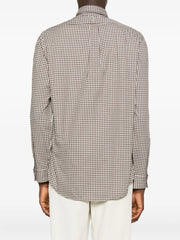 checked logo-embroidered shirt