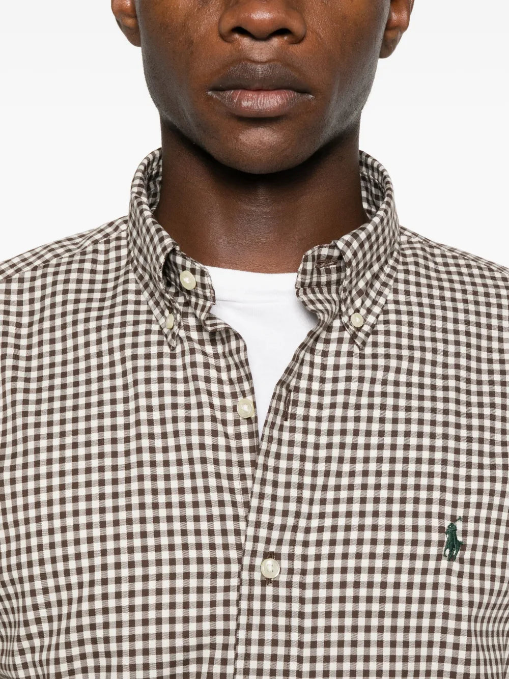checked logo-embroidered shirt