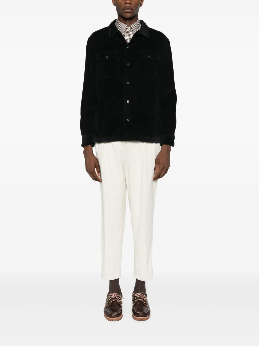 checked logo-embroidered shirt