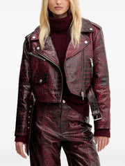 crocodile-effect biker jacket