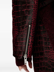 crocodile-effect biker jacket