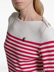 striped button knitwear