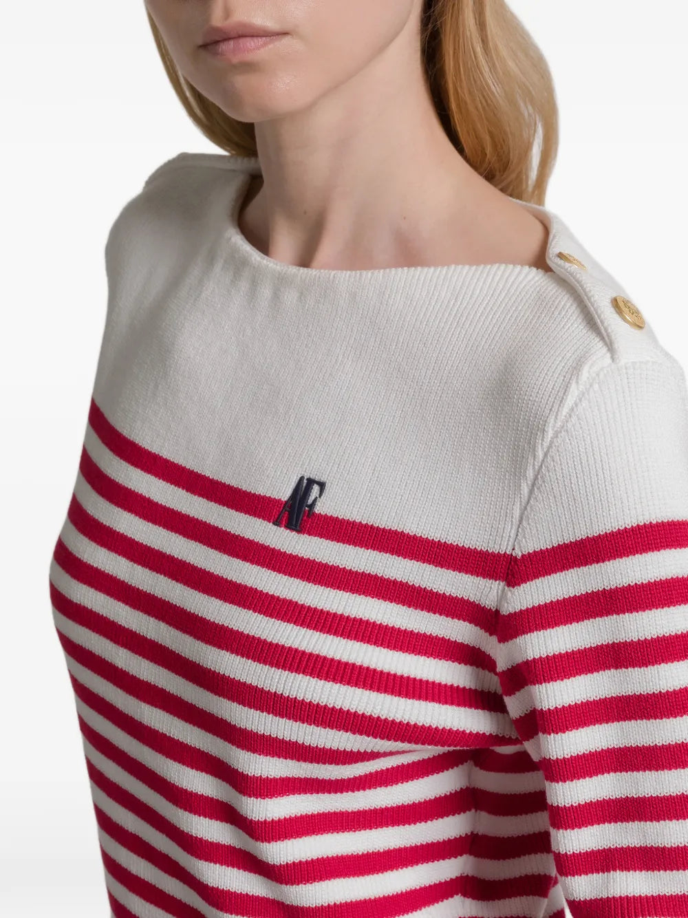 striped button knitwear
