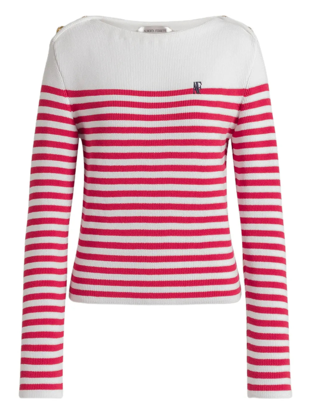 striped button knitwear