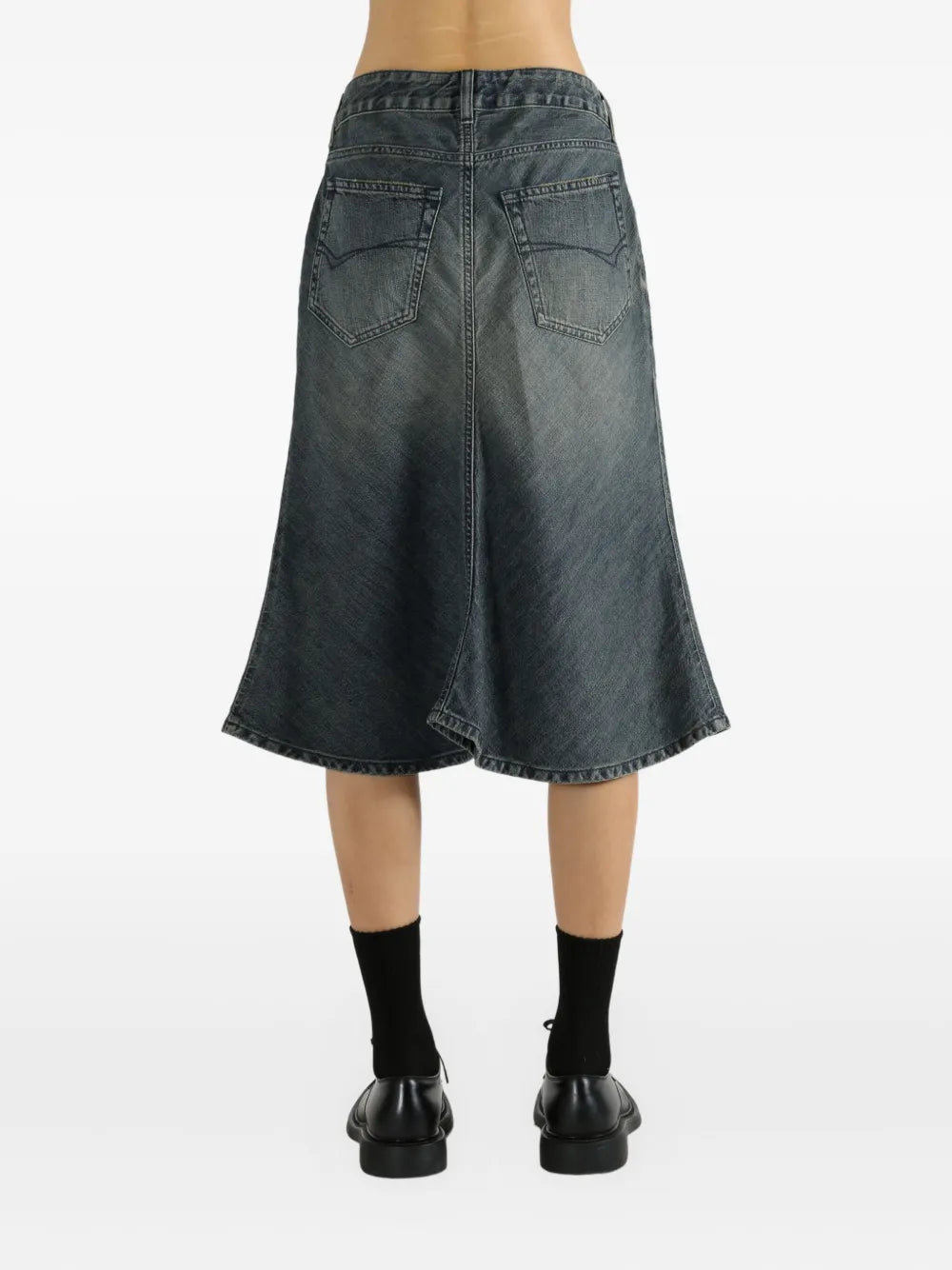flared denim skirt