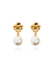 Flower pearl drop earrings