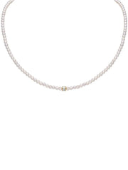 18K yellow gold diamond and freshwater pearl necklace