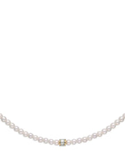 18K yellow gold diamond and freshwater pearl necklace