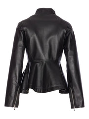 peplum leather jacket