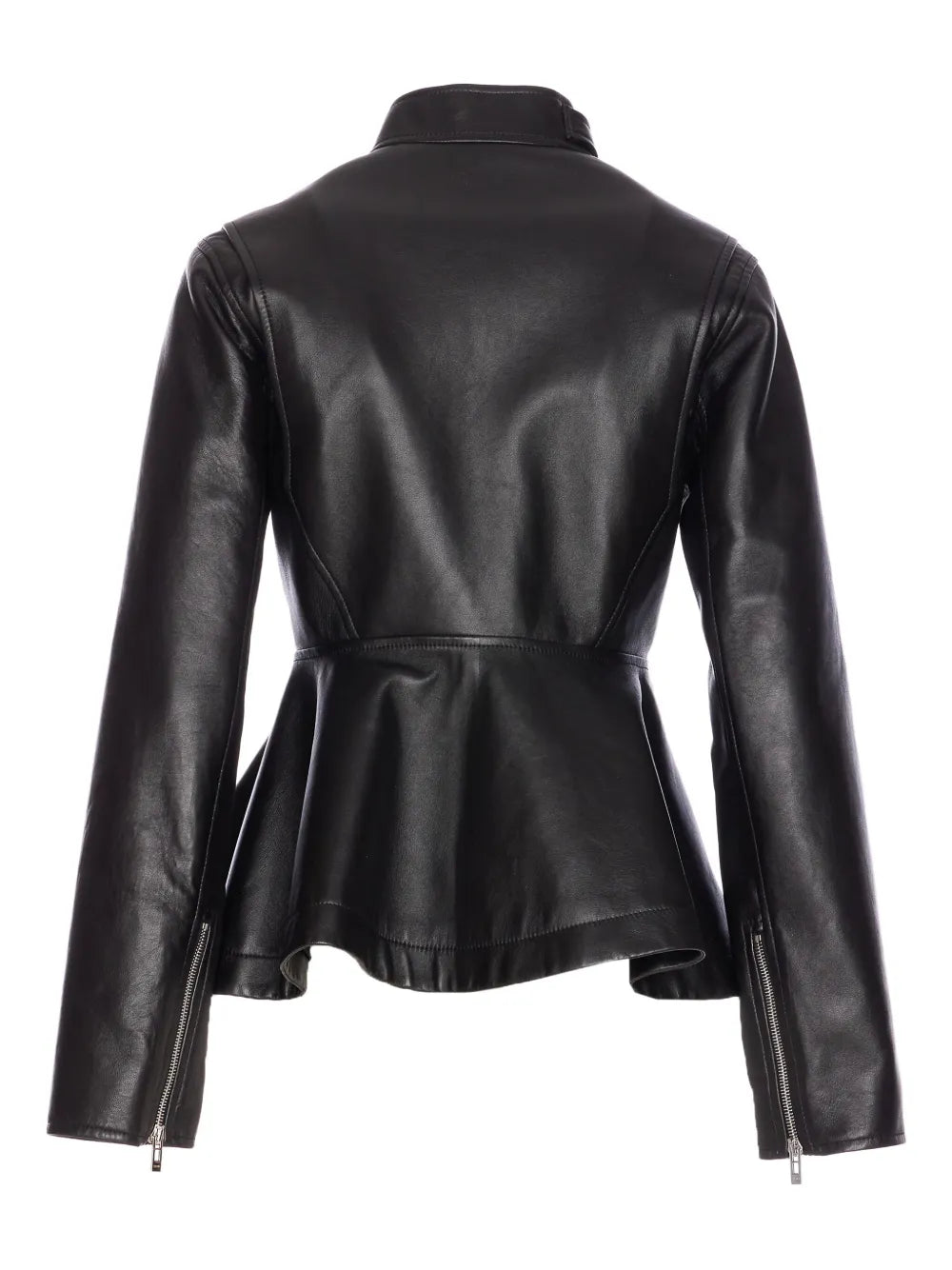 peplum leather jacket