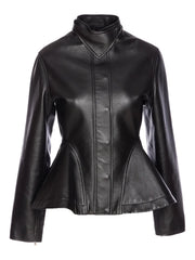 peplum leather jacket