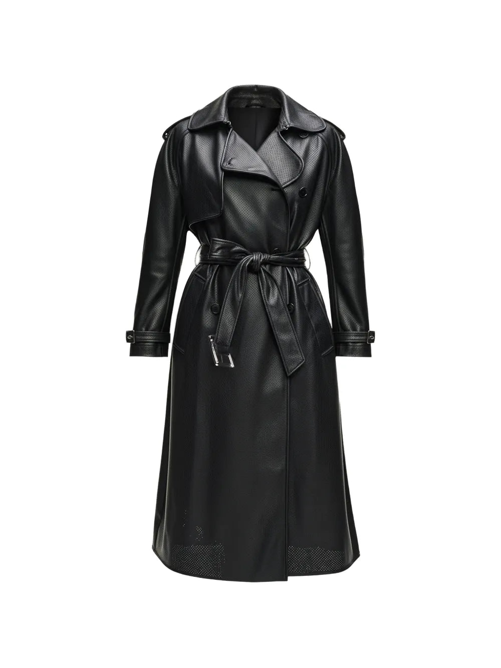 belted double-breasted trench coat