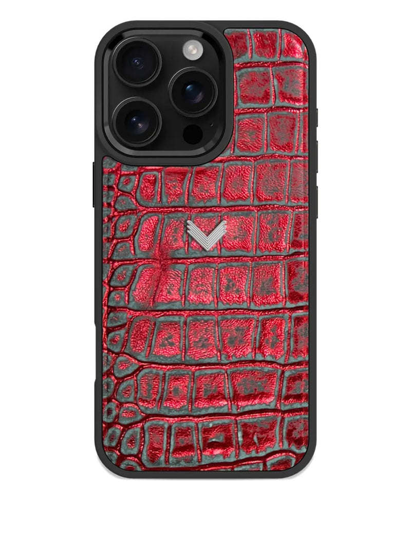 crocodile-texture leather iPhone 16 Pro Max phone case