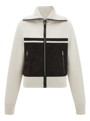 zip-fastening high-collar jacket
