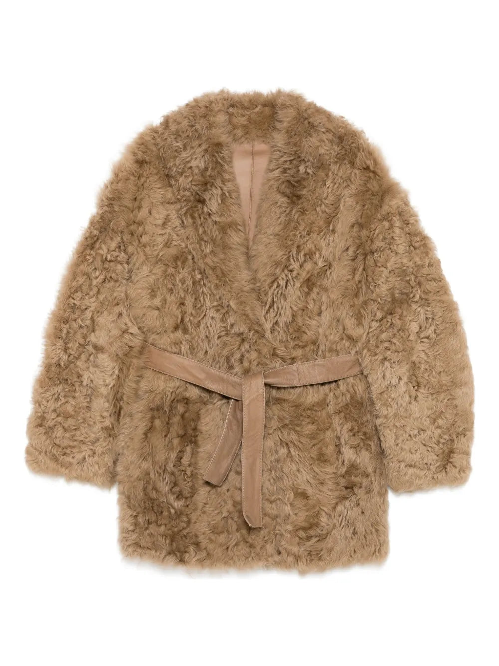 belted faux fur jacket