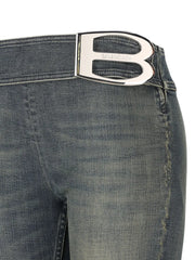 logo-buckle jeans