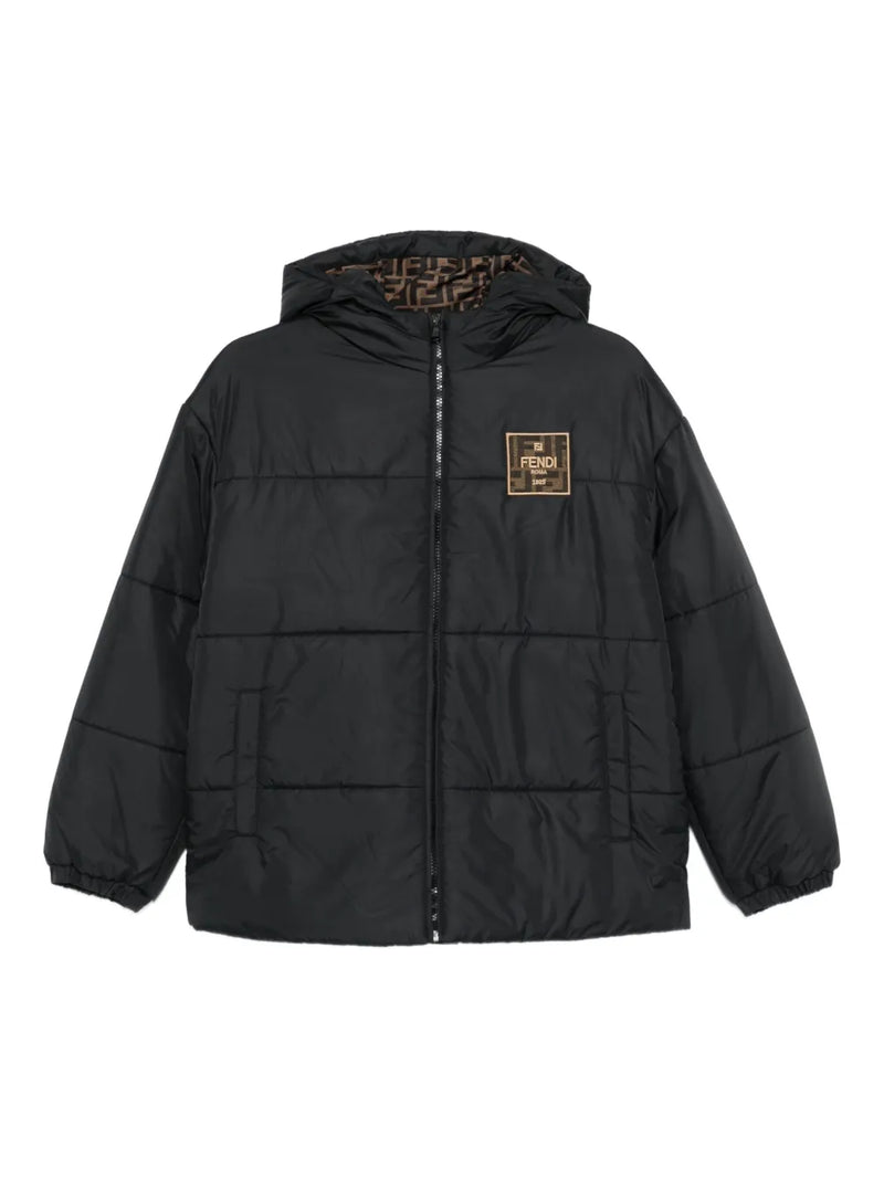 logo-patch hooded jacket
