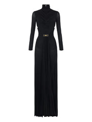 draping pleated maxi dress