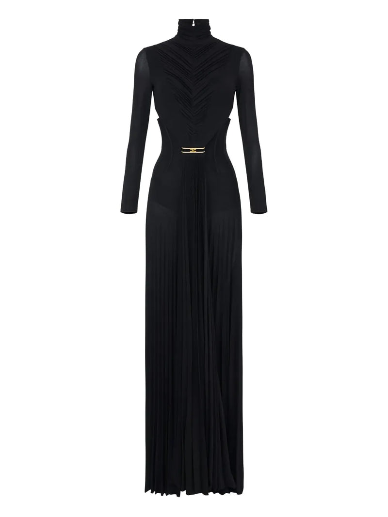 draping pleated maxi dress