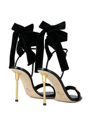 100mm chain bow heeled sandals