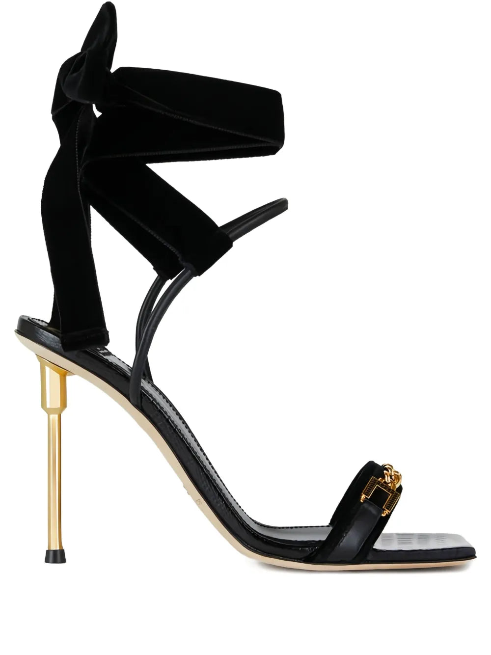 100mm chain bow heeled sandals