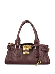 padlock leather tote bag
