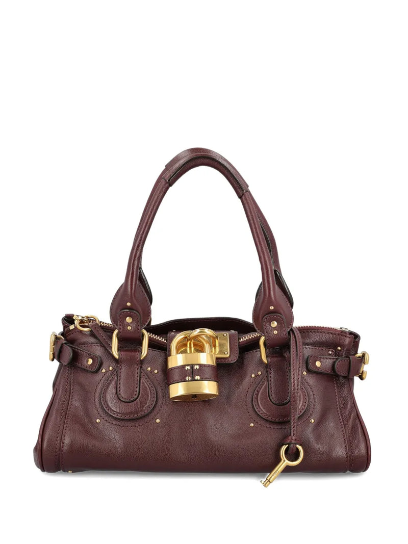 padlock leather tote bag
