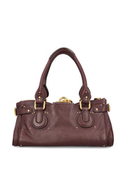 padlock leather tote bag
