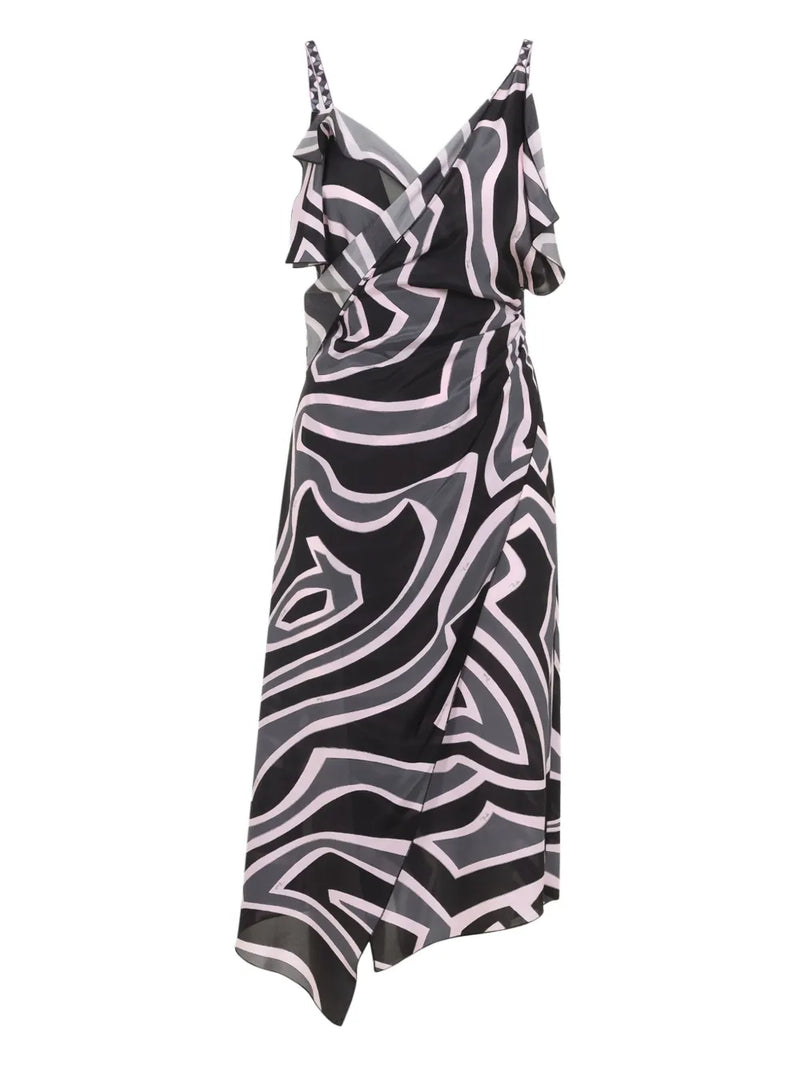Labirinto-print asymmetric dress