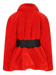 belted faux fur jacket