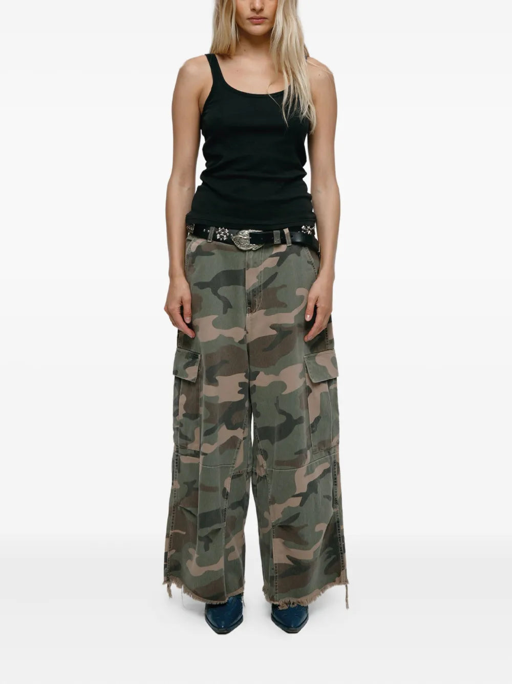 camouflage print trousers