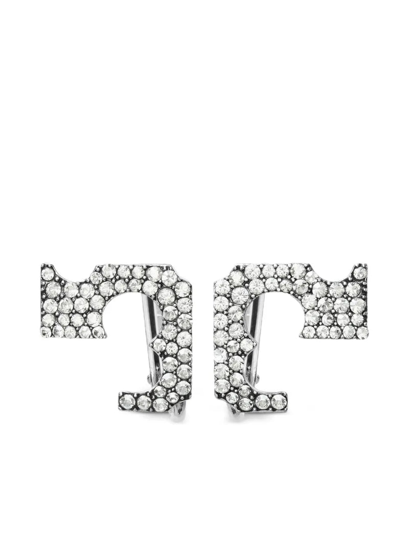 pavé logo clip-on earring