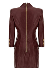 double-breasted leather mini dress